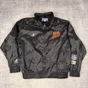 Cincinnati Bengals Jacket Mens XL Black Vtg Logo Athletics Pro Line Windbreaker